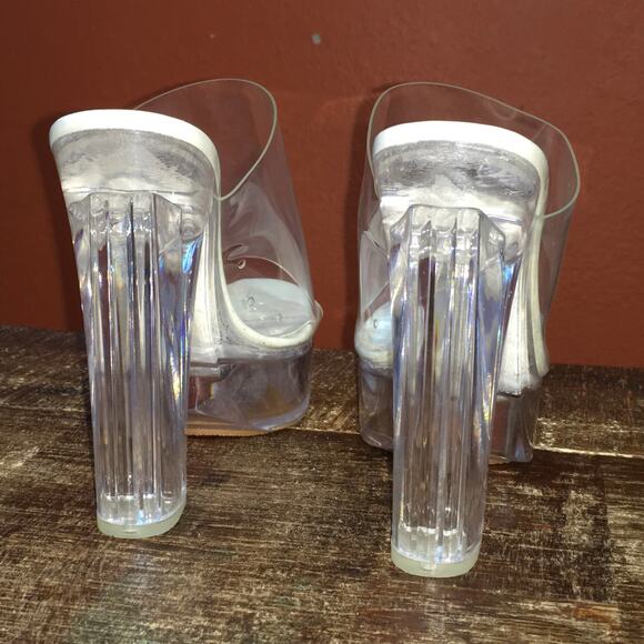 Privileged Lemon Drop Clear Vinyl Heels Womens 9 Dancer Platform Stripper Shoes - Picture 4 of 8